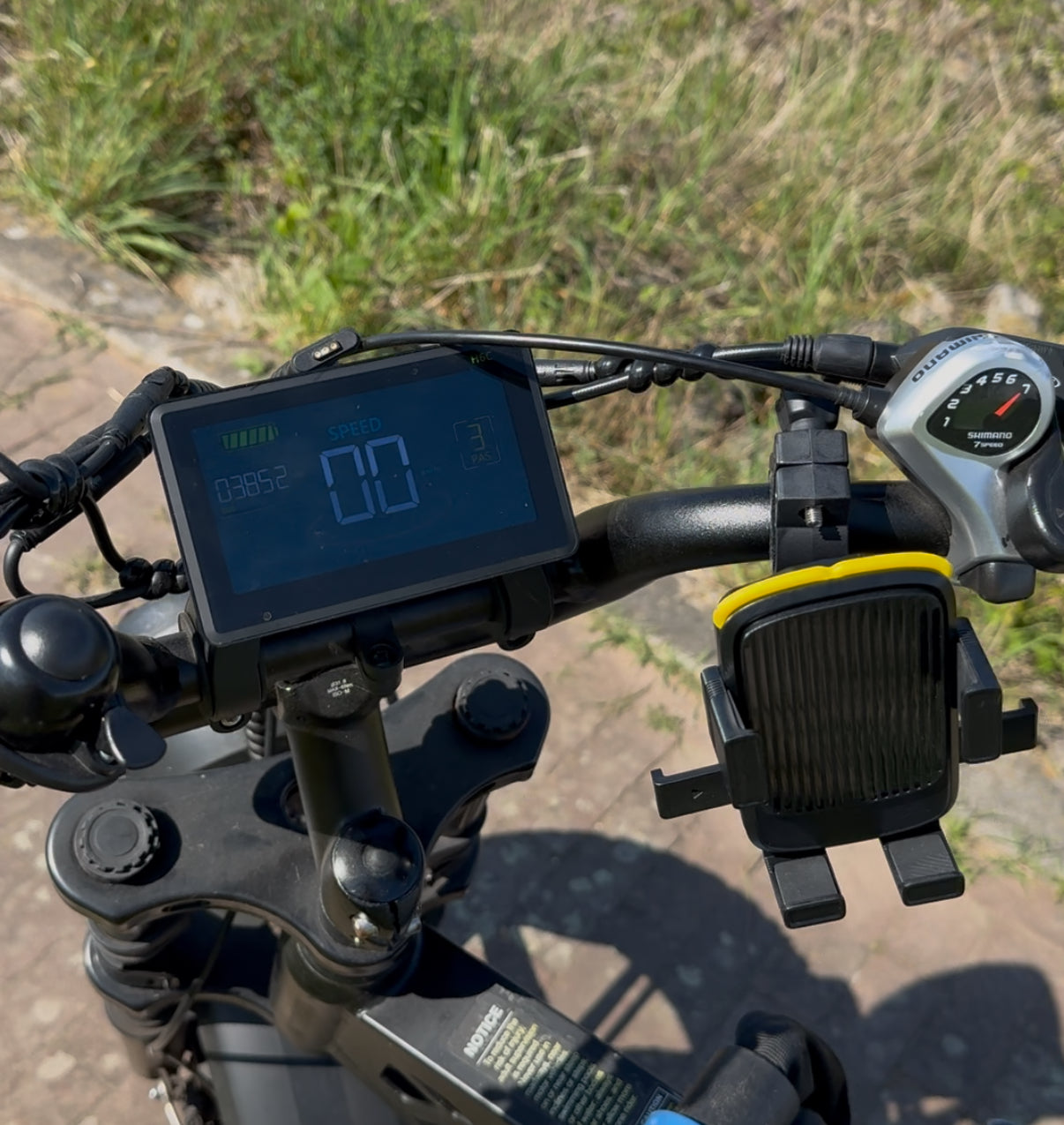 Telefoonhouder op fatbike stuur â zwart met geel