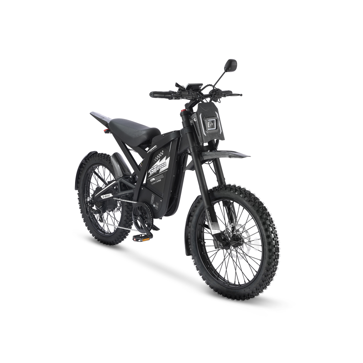 Ouxi GT2000 2.0 fatbike in zwart, schuin vooraanzicht